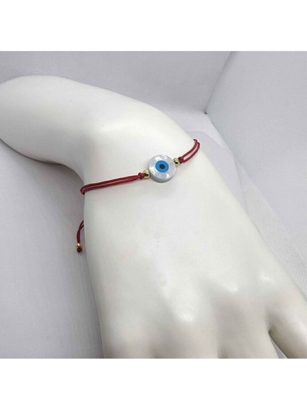 New Evil Eye Bracelet with Red String – Round Charm for Luck & Protection